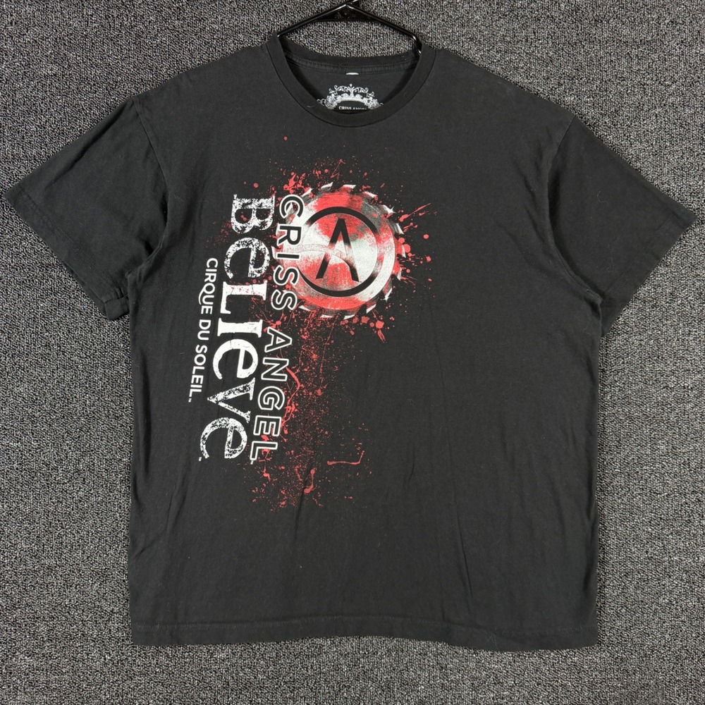 Criss Angel Believe Cirque Du Soleil T-Shirt Men's L Black Magic Graphic Tee Y2K